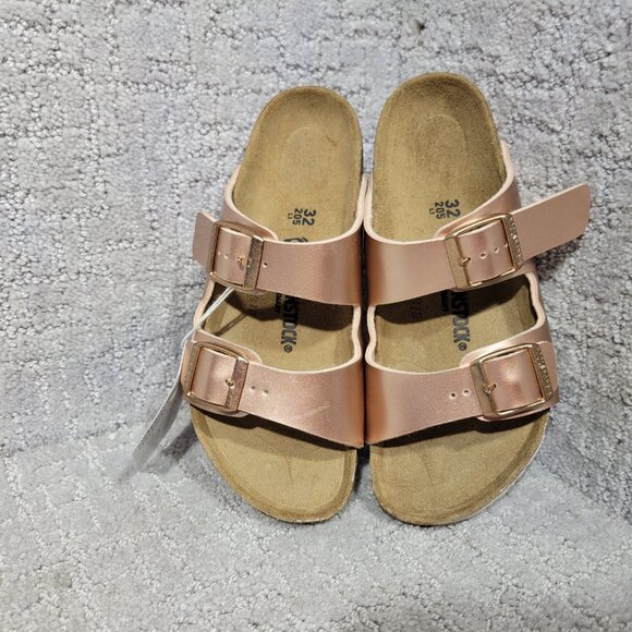 Birkenstock Arizona Girls Size EU 32 US L1 Rose Gold Pink Metallic Slide Sandals - Picture 5 of 12